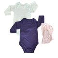0-3M 4pc Green & Blue Long Sleeve Bodysuits and 2 Beanies - OneTwoThree