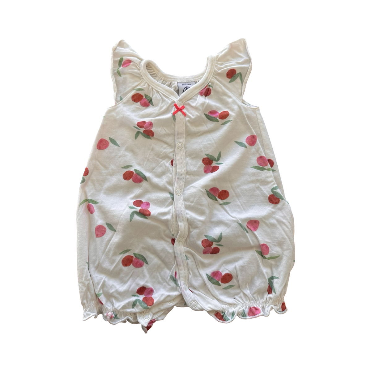 3M White Cherry Cotton Romper - Oetit Bateau
