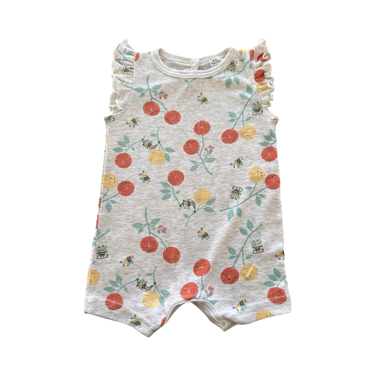 3-6M Beige Super Soft Fruit & Bee Romper - Tiny Tots