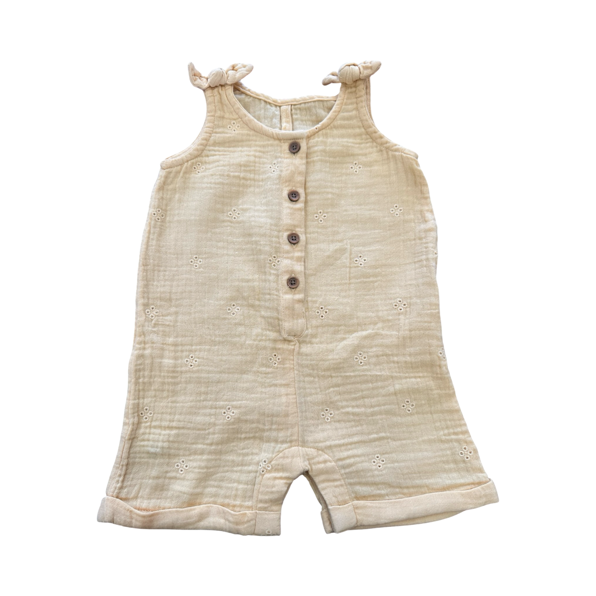 3-6M Yellow Cotton Lace Style Romper - Woolworths