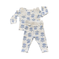 3-6M Blue & White Ribbed Floral 2pc Set with Lace Detail - Woolworths