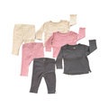 3-6M 3 Outfits: Ribbed Cotton Comfy Sets Pink, Grey & Cream - Woolworths
