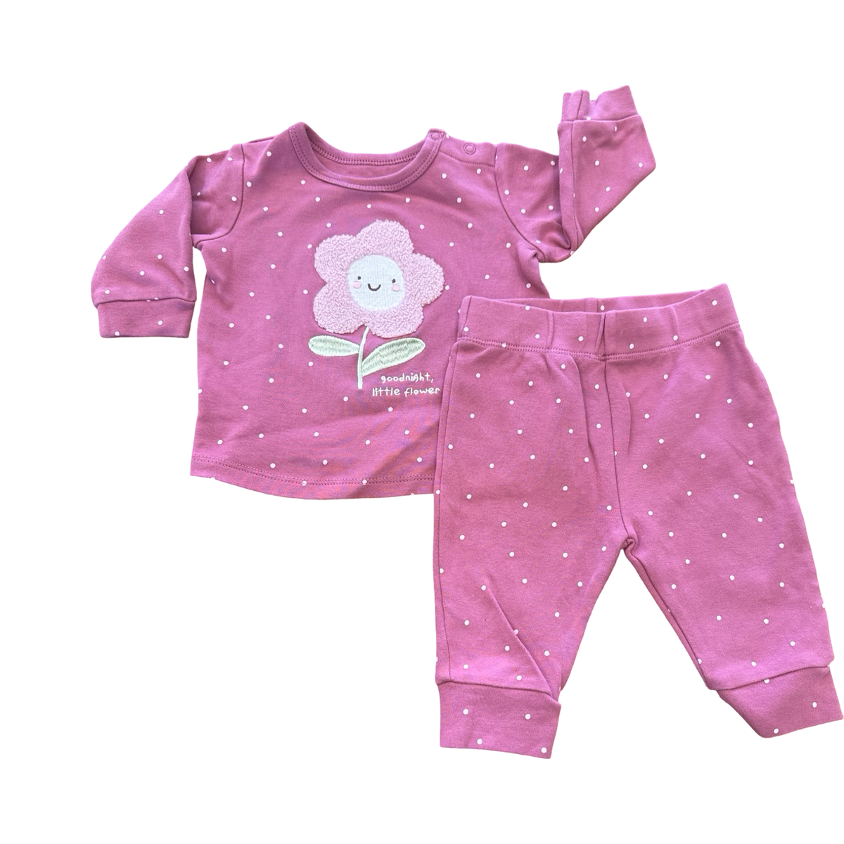 3-6M Purple Polkadot Flower 2pc Set - Woolworths