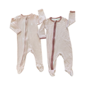 3-6M 2pc Pink & White Cotton Zip Babygrows - Woolworths