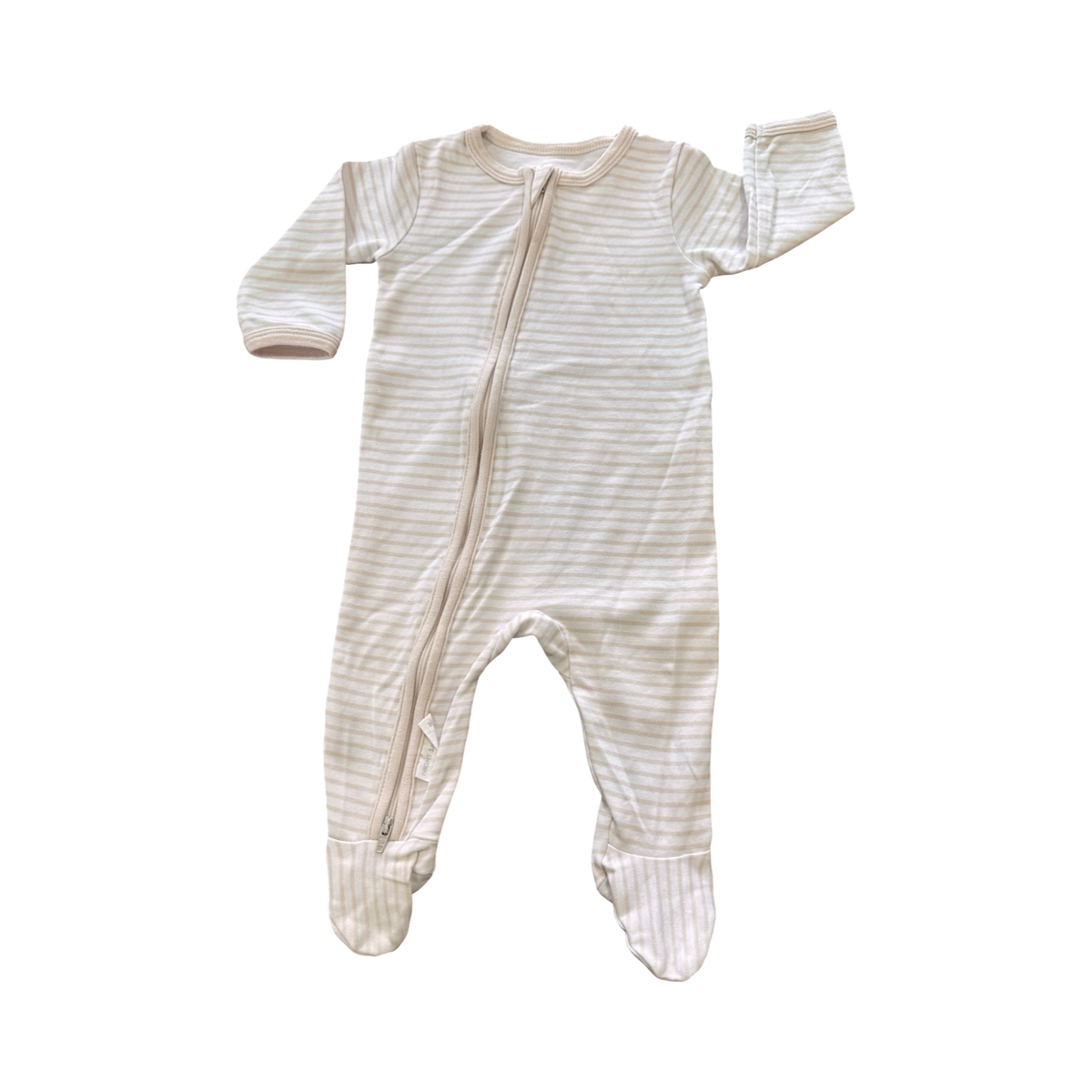 3-6M White & Cream Cotton Zip Babygrow - Woolworths