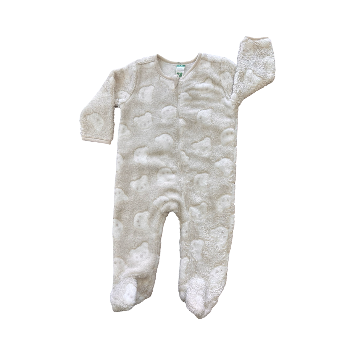 3-6M Beige & White Bear Fleece Zip Onesie - Ackermans