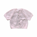 12-18M Pink Knitted Cardigan - Short Sleeve - Handmade