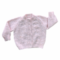 12-18M Pink Knitted Long Sleeve Cardigan - Handmade
