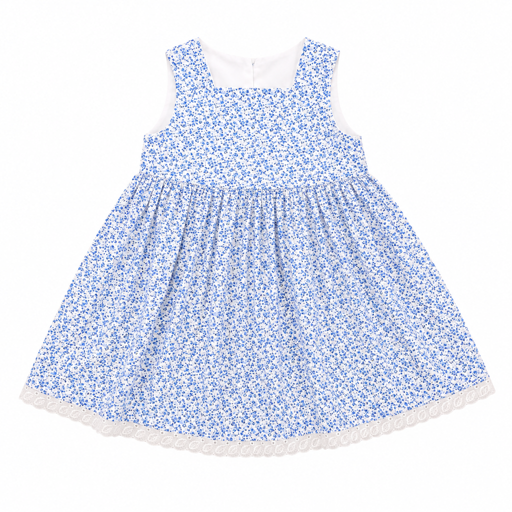 3-4Y Blue & Green Petite Floral Summer Cotton Dress