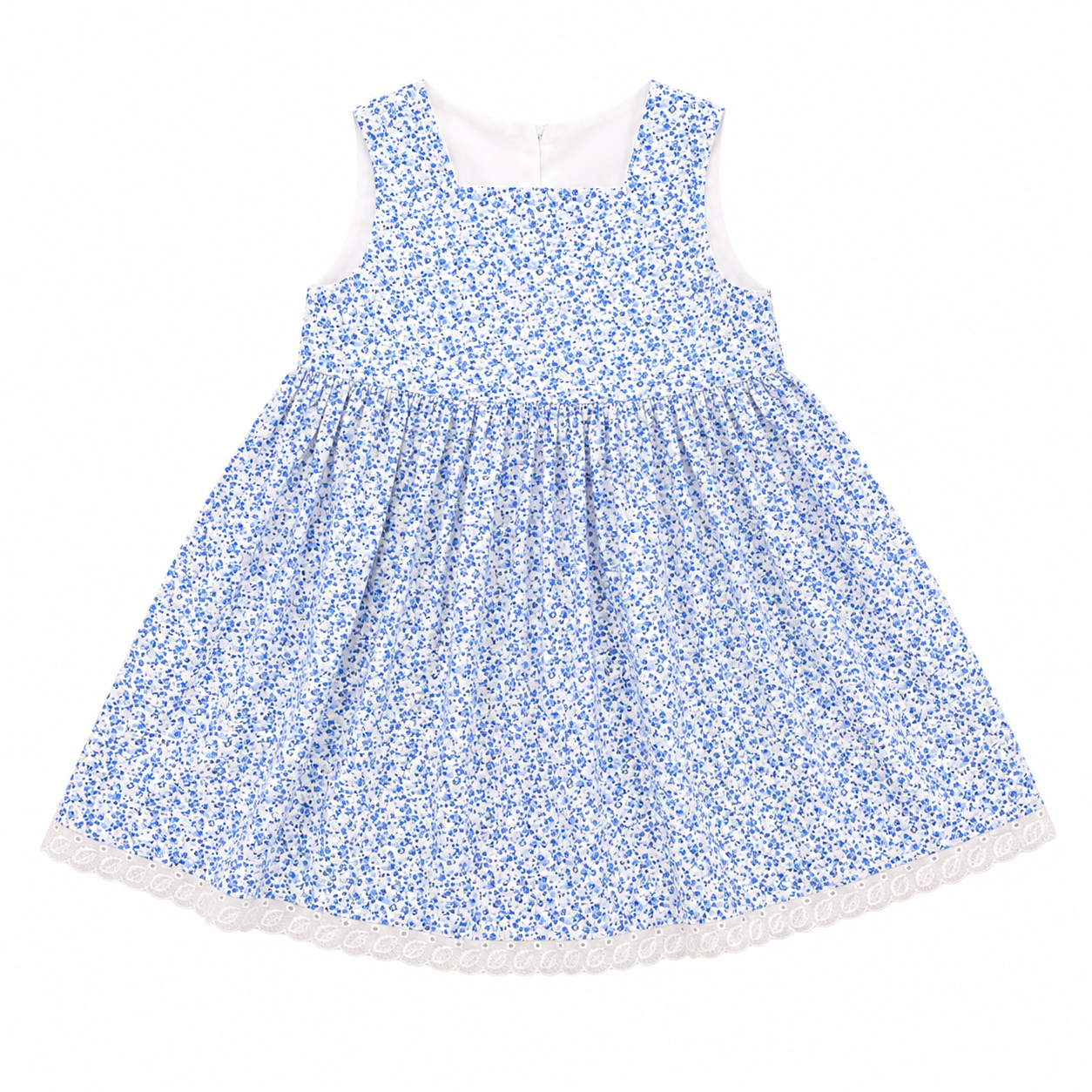 3-4Y Blue & Green Petite Floral Summer Cotton Dress