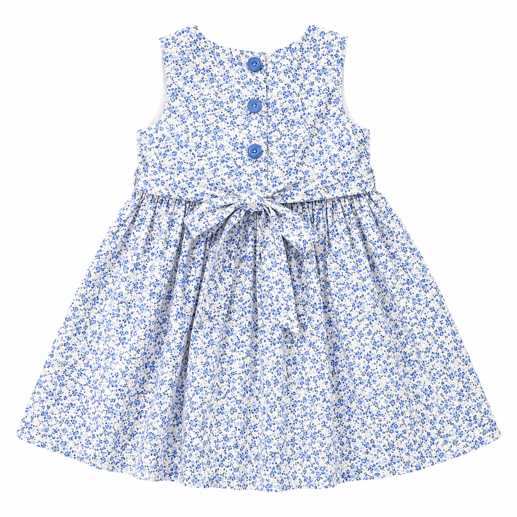 3-4Y Blue & Green Petite Floral Summer Cotton Dress