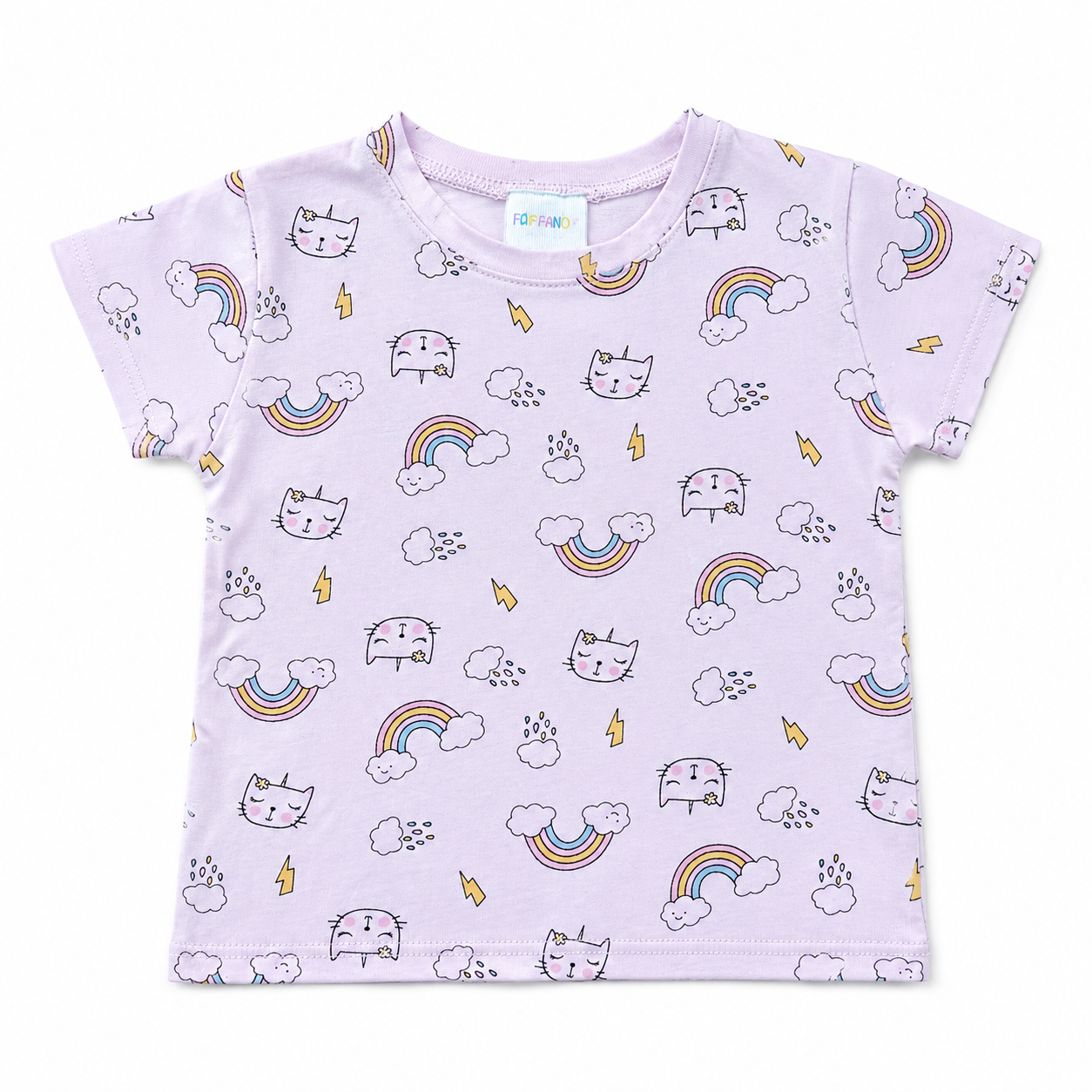 4-5Y Pink Rainbow & Kitty T-Shirt - Popcandy