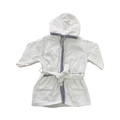 12-18M White Cotton Bath Robe with Blue Trim - bout'chou