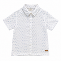6-7Y White & Blue Short Sleeve Button & Collar Cotton Shirt - Keedo