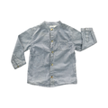 18M Blue & White Check Mandarin Collar Butoned Shirt - bout'chou