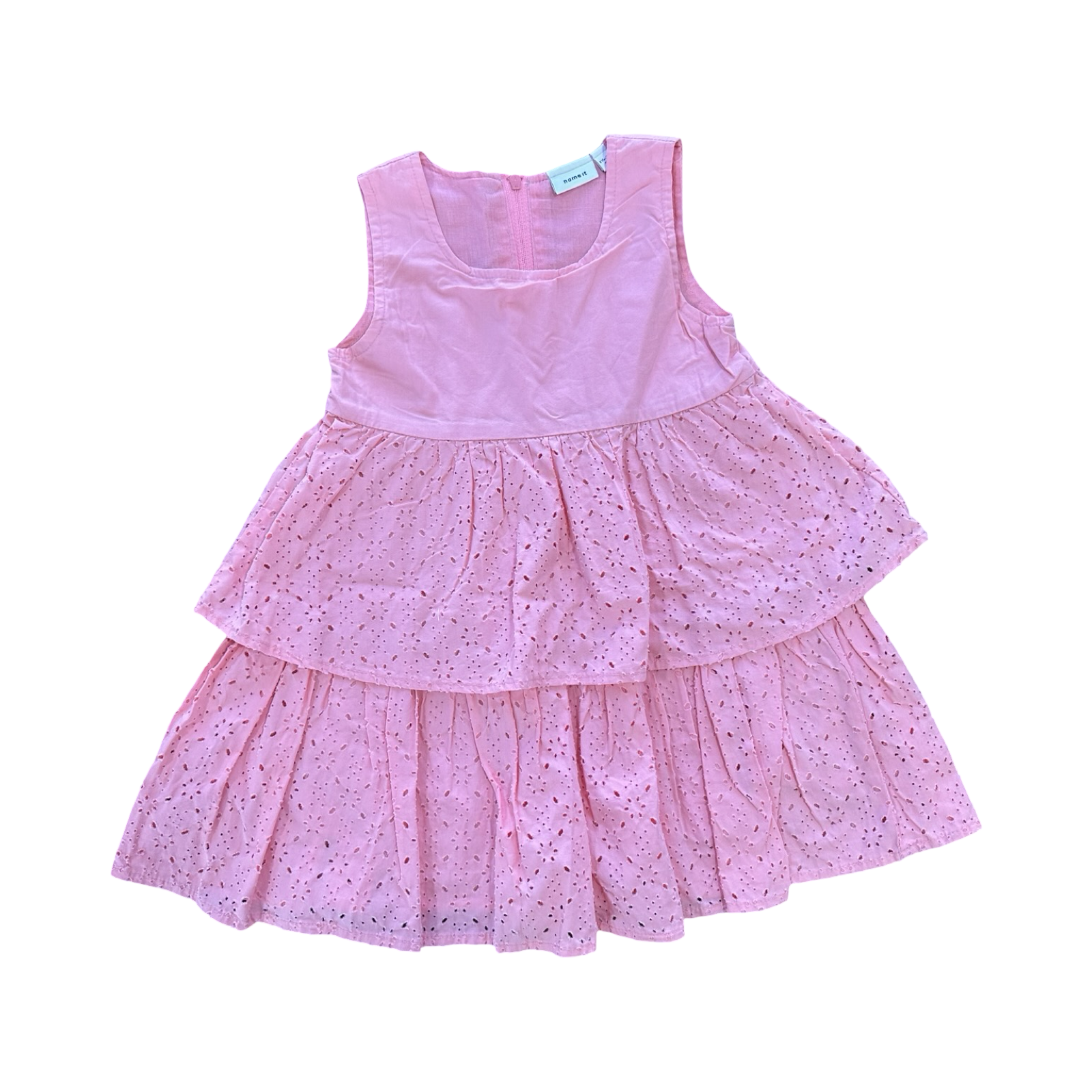 18-24M Pink Cotton Dress with Cotton Lace Detail - Name It