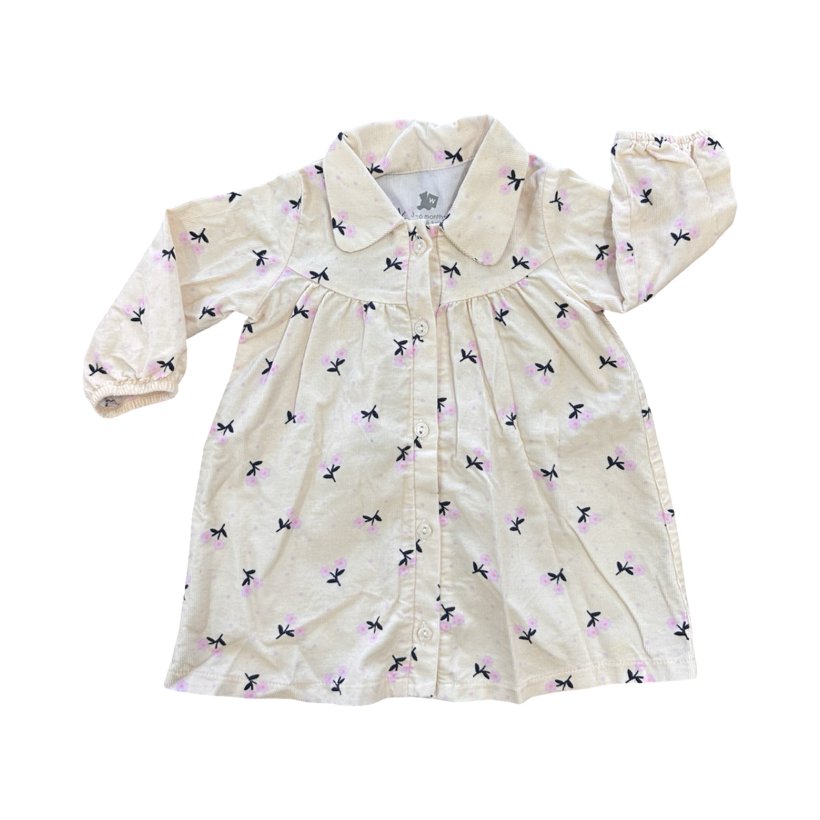 3-6M Cream & Floral Corduroy Winter Dress - Woolworths