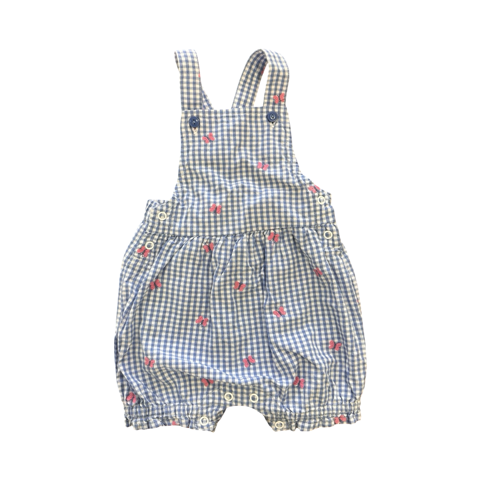 3-6M White & Blue Check Romper - Woolworths