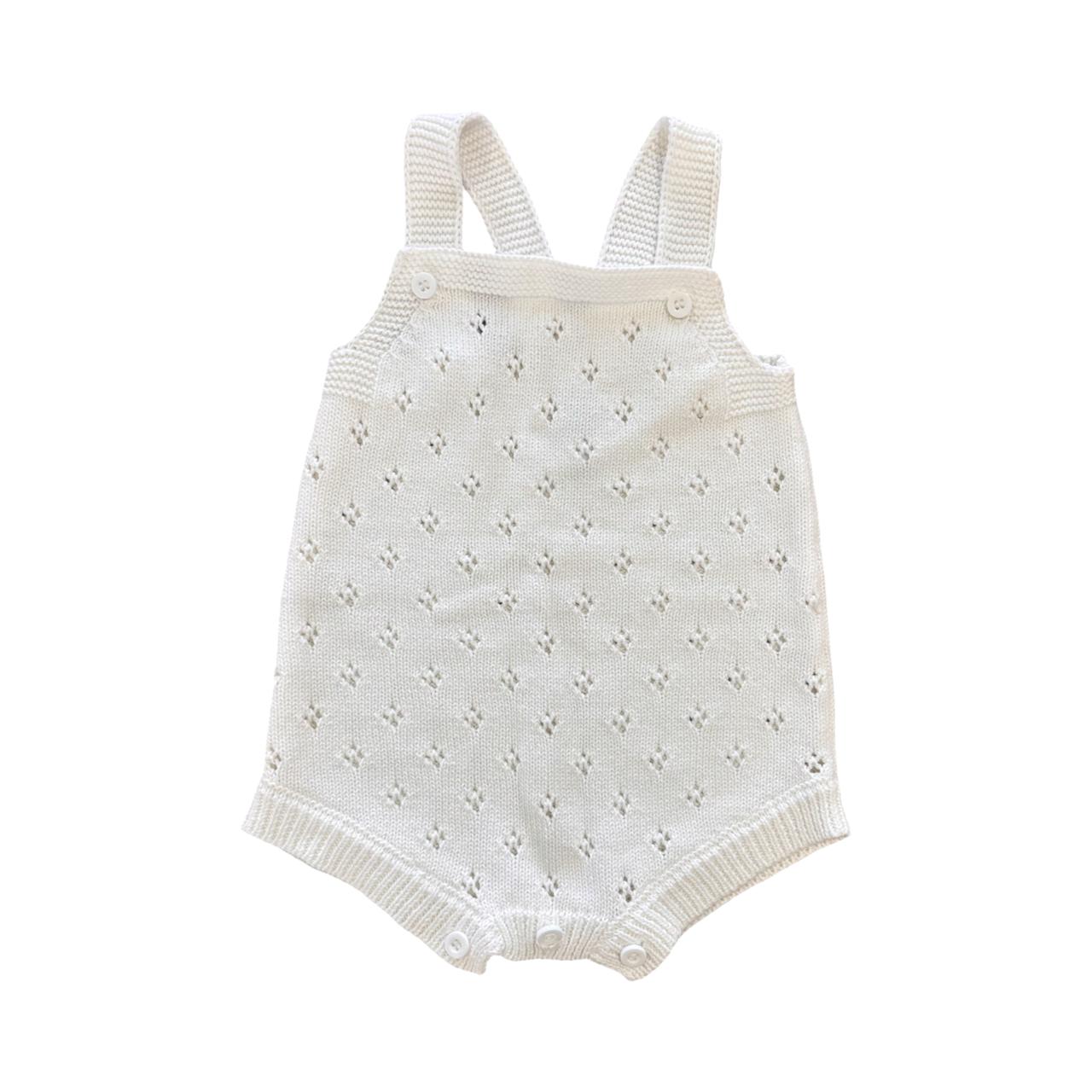 6-12M White Knitted Baby Romper - Ackermans