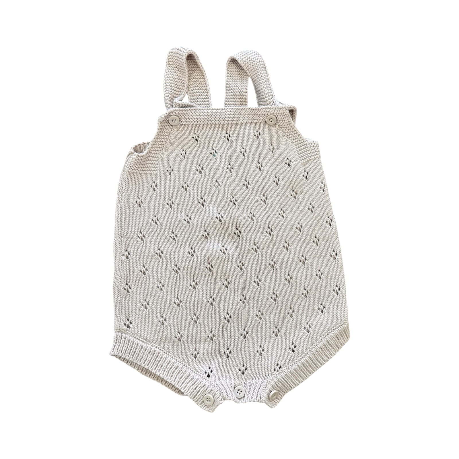 6-12M Beige Knitted Baby Romper - Ackermans