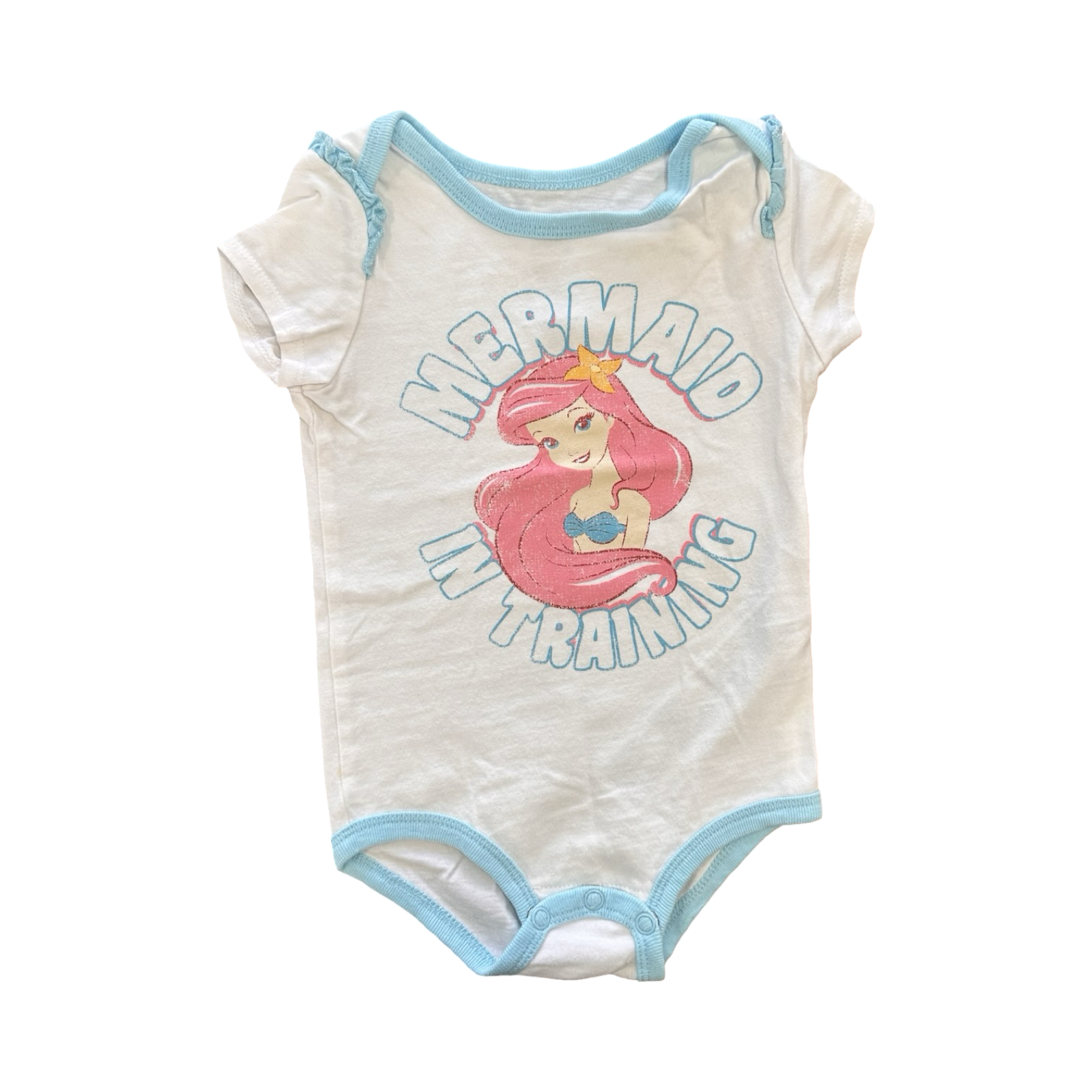 12-18M White & Blue Mermaid In Training Bodysuit - Disney