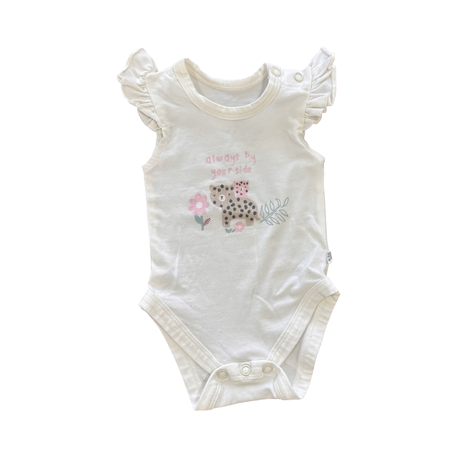 Newborn Cream Always By Your Side Bodysuit with Frill Arms - Woolworths