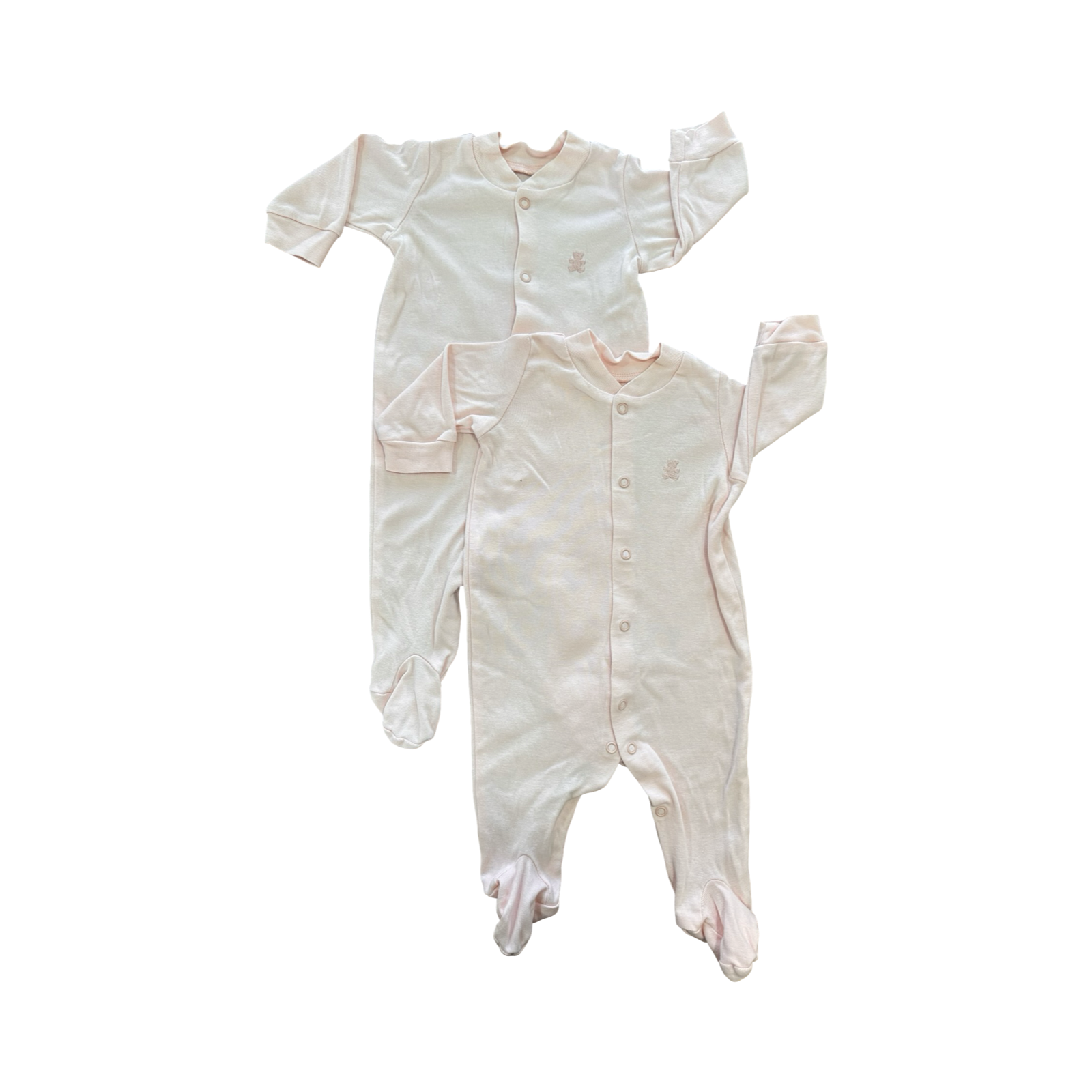 1-3M 2pc Pink Cotton Snapper Babygrow - Woolworths