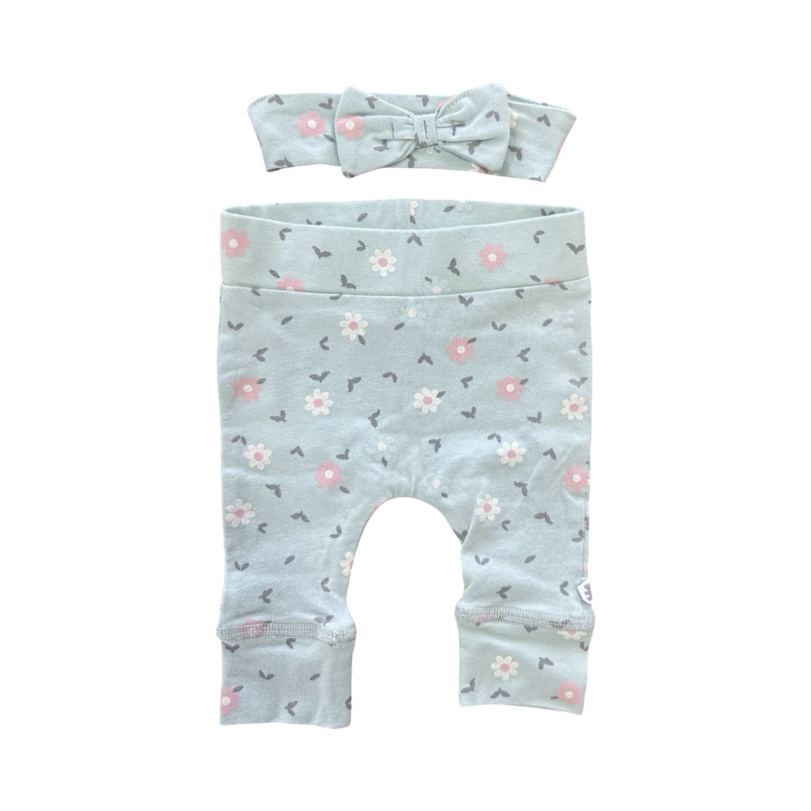 Newborn Green Floral Baby Leggings & Headband - Woolworths