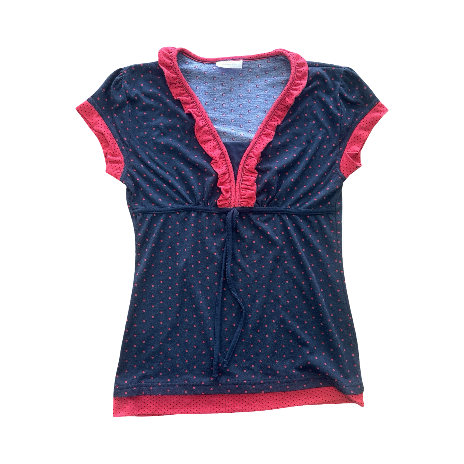 15-16Y Black & Red Polkadot Girl's Top - New Wave