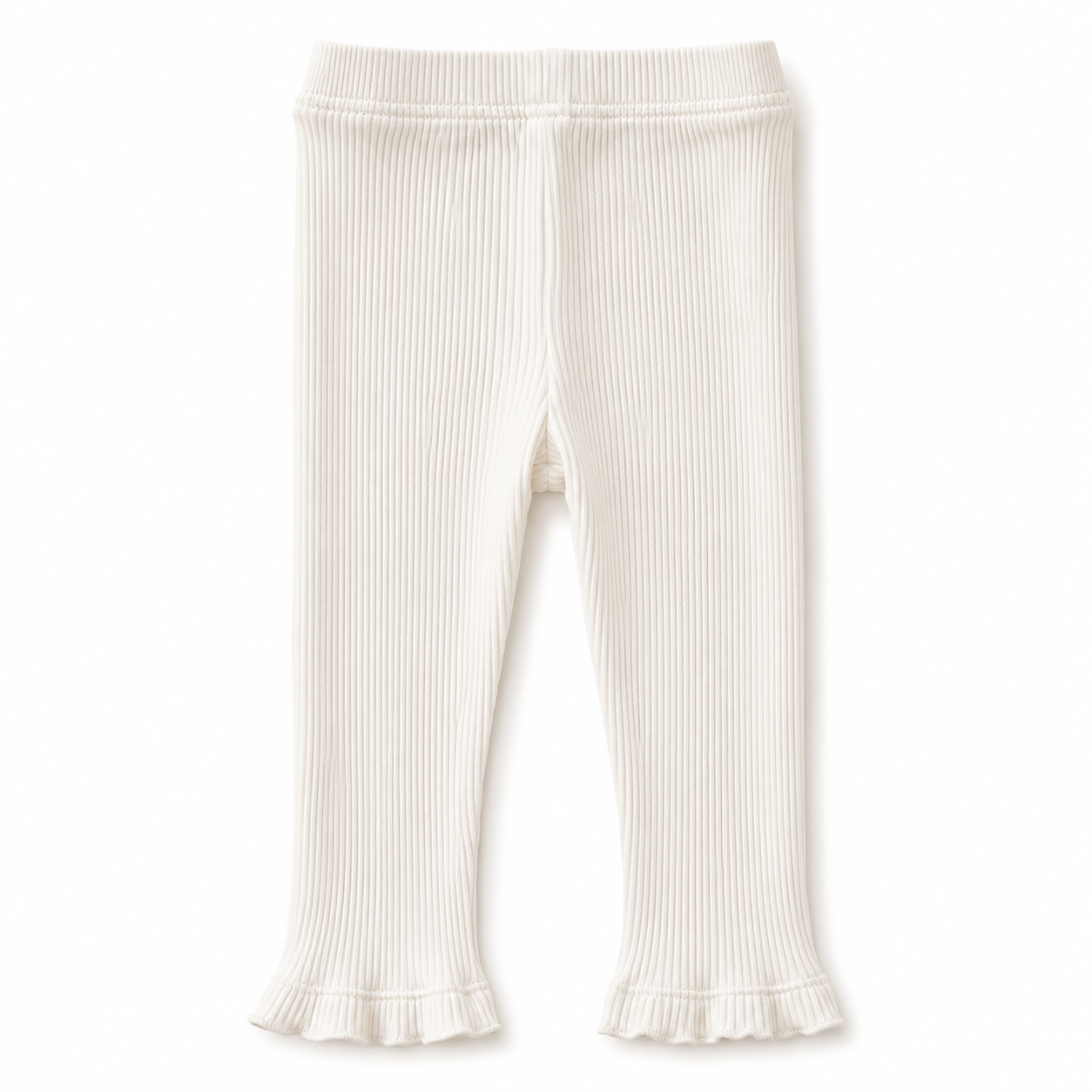 12-18M White Ribbed Bellbottom Pants