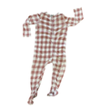 12-18M Rust Brown & White Check Zipper Babygrow - Cotton On