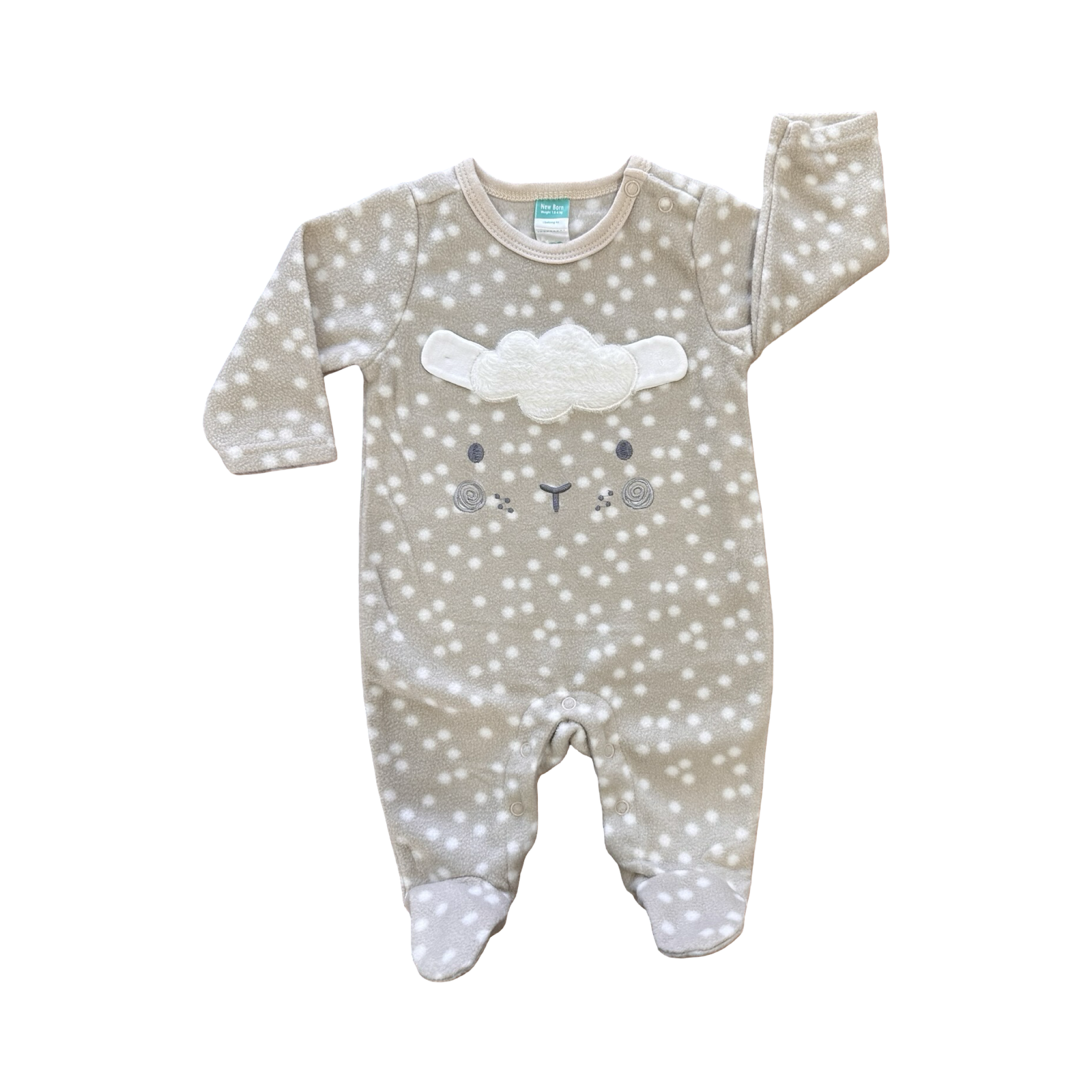 Newborn Beige Polkadot Fleece Sheep Onesie - Ackermans