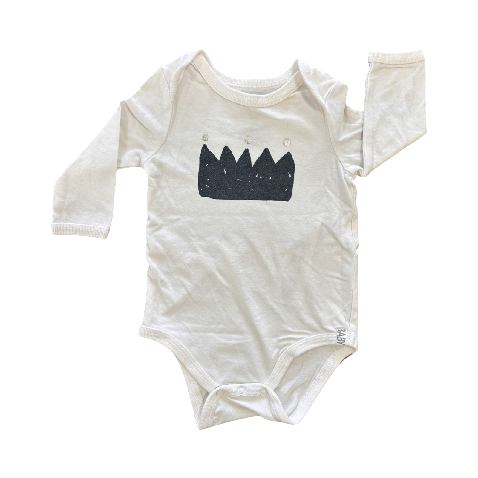 3-6M White Crown Long Sleeve Bodysuit - Cotton On