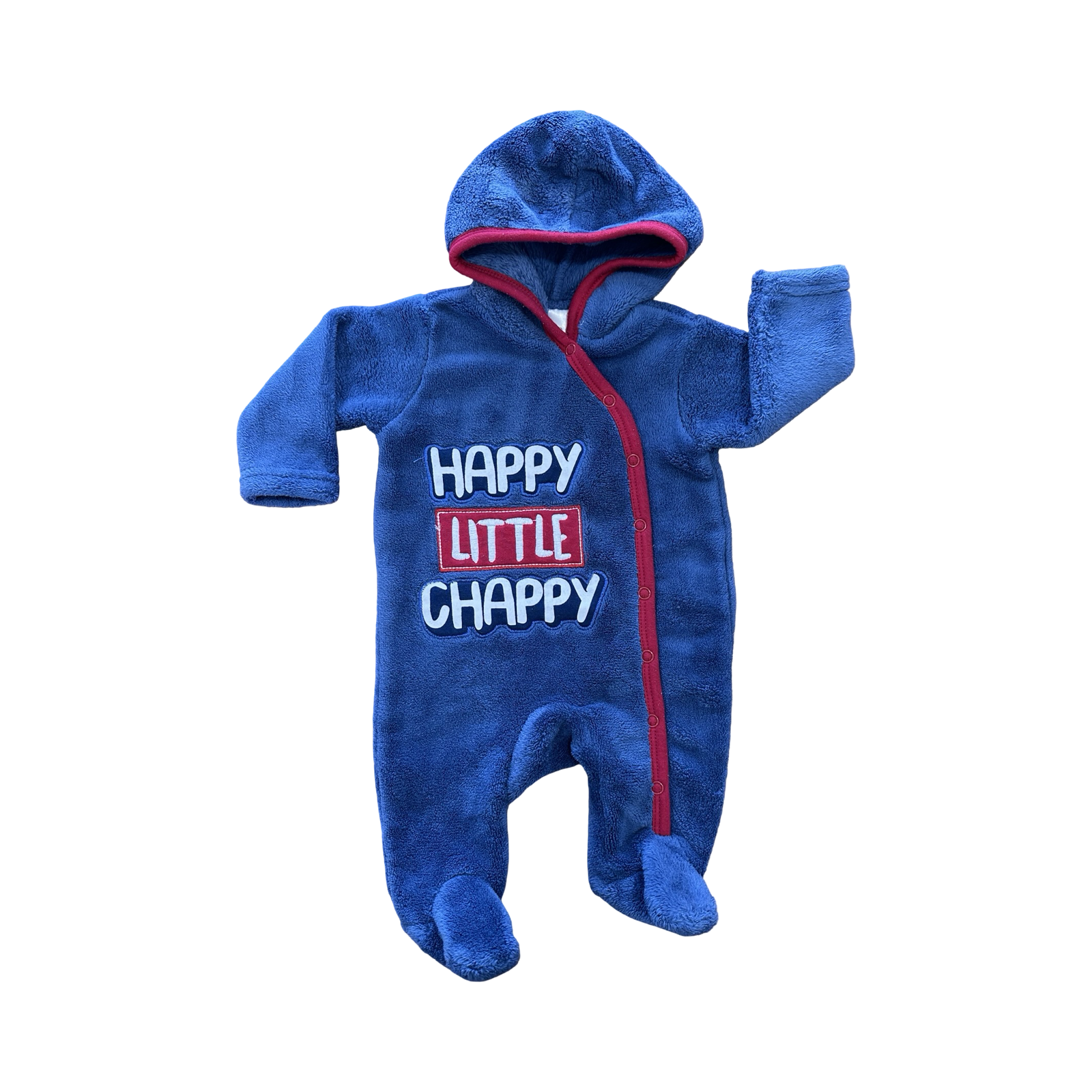 Newborn Blue & Red Happy Little Chappy Fleece Onesie - Cuddlesome