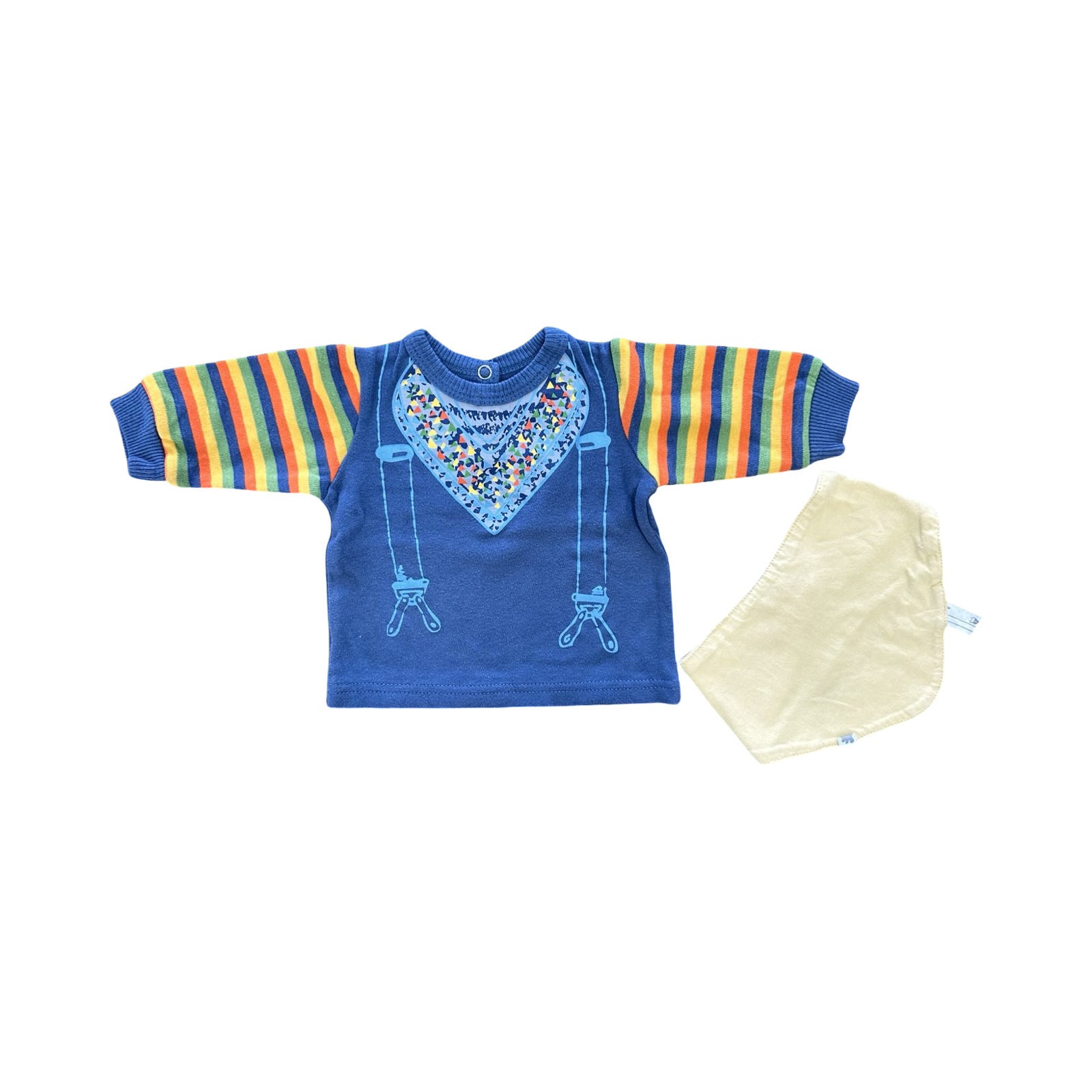 1-3M Long Sleeve Printed Long Sleeve Top with Yellow Bib - Woolworths