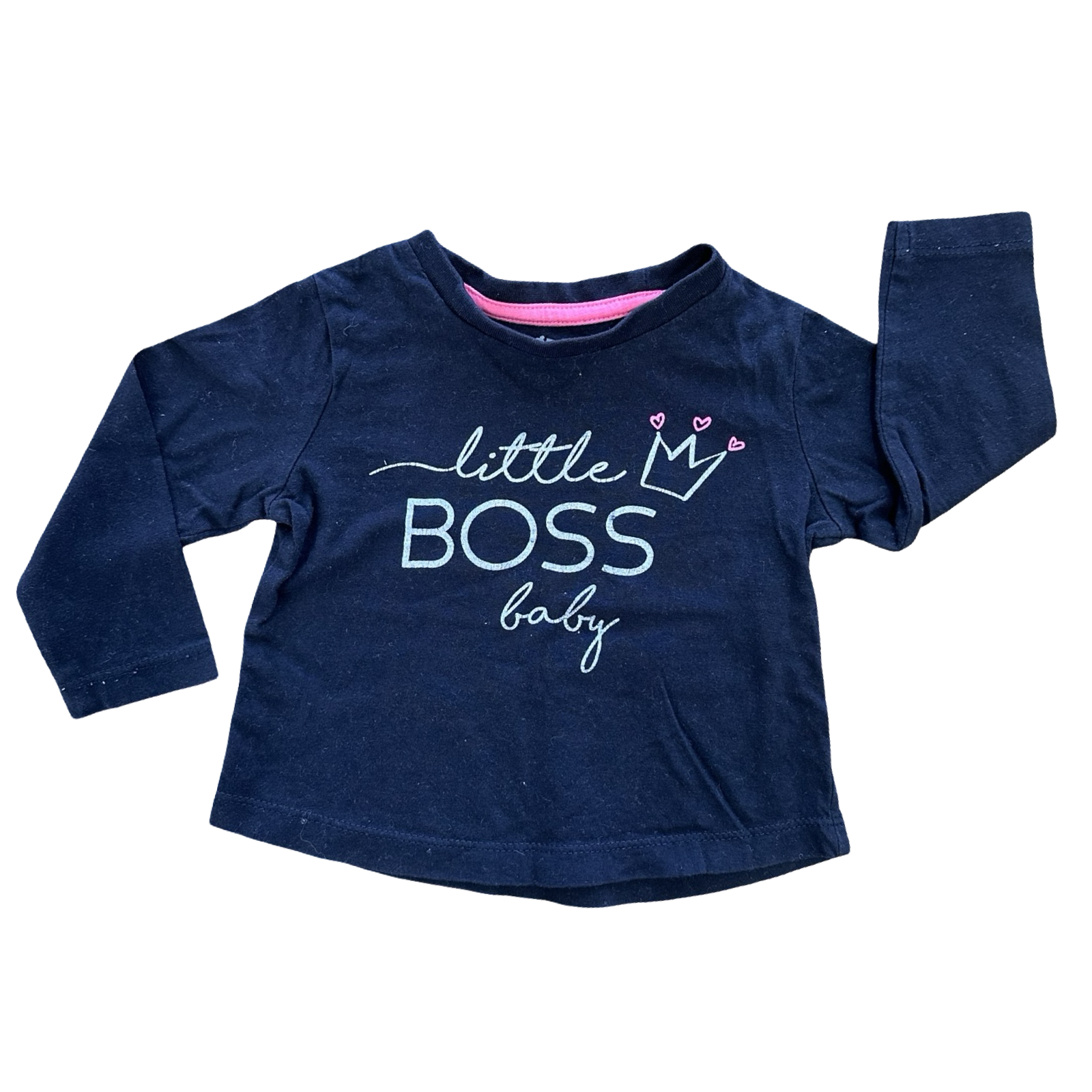 6-12M Little Boss Baby Black Long Sleeve Top - Woolworths