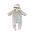Newborn Grey & Light Turquoise Elephant Lined Winter Onesie - Jet