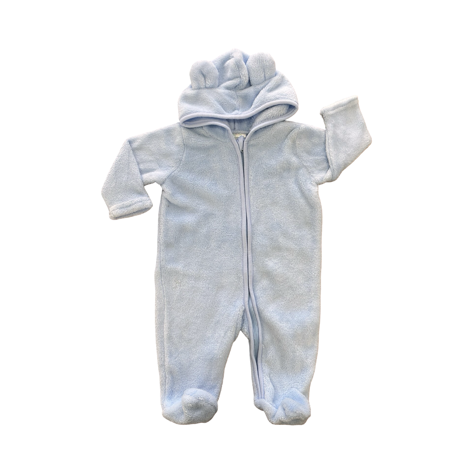 0-3M Light Blue Hooded Zipper Onesie - Cuddlesome