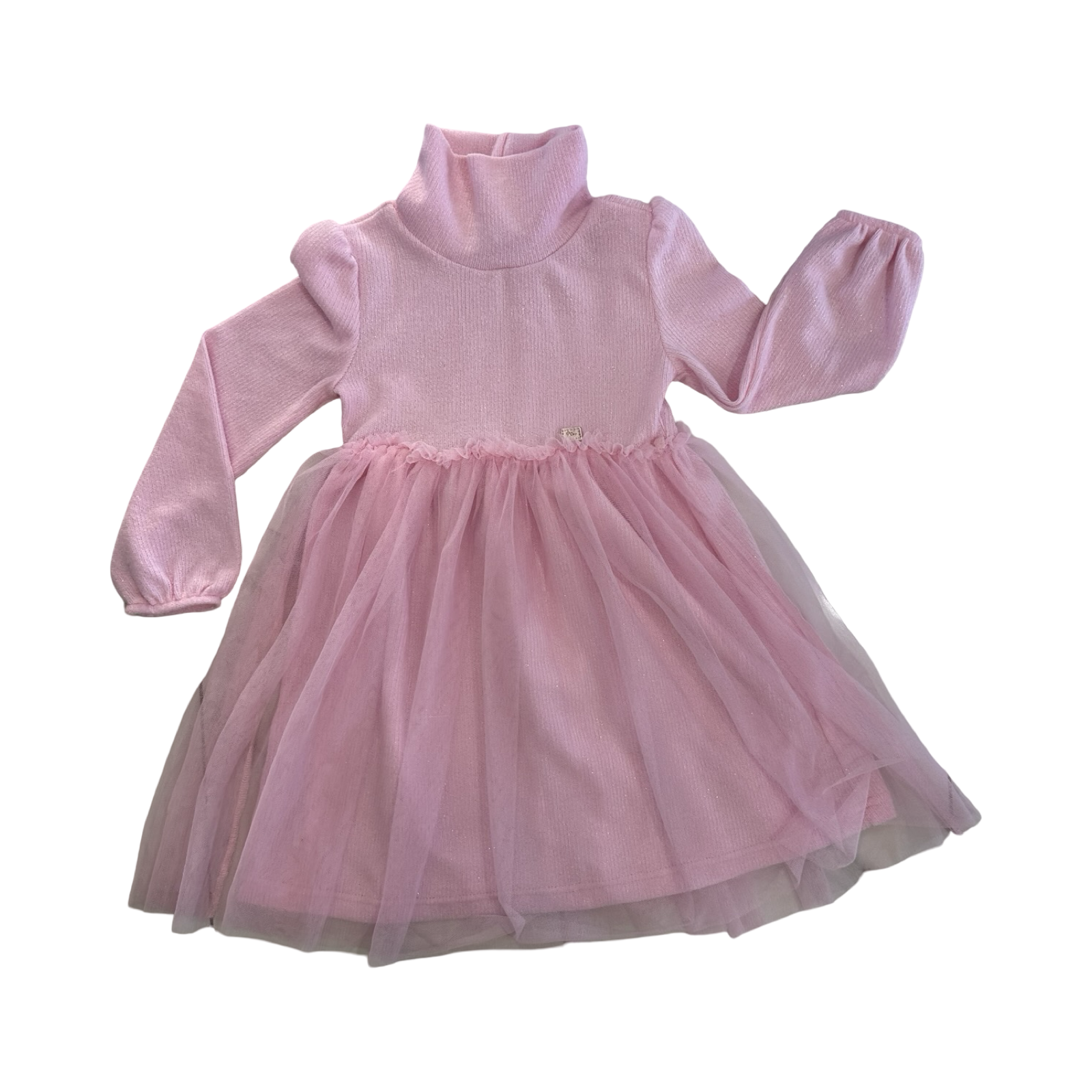 5-6Y Pink Knit & Tuty Winter Dress - Qtee