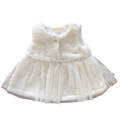 3-6M Cream Fur Dress with Tule Detail - First impressions