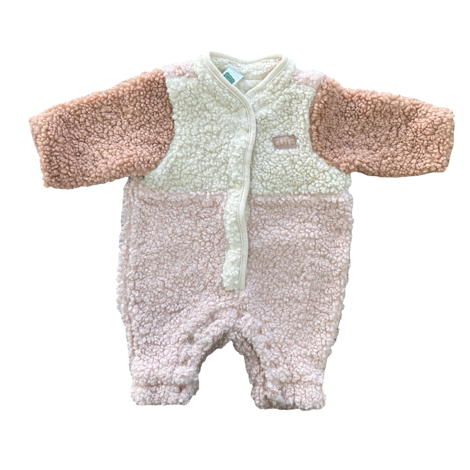 Newborn Cream & Blush Wool Like Snapper Onesie - Ackermans