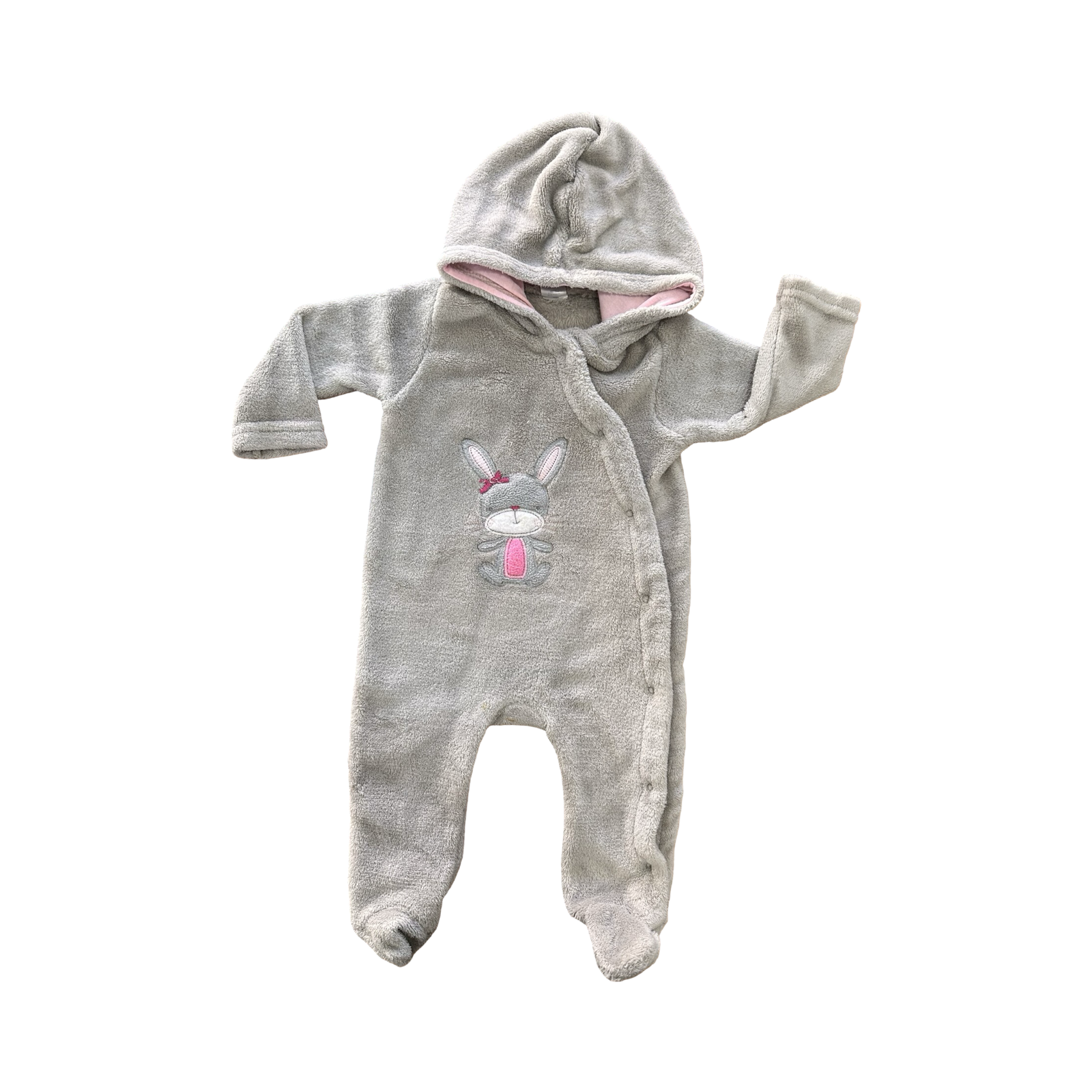3-6M Beige Bunny Fleece Hooded Onesie - Ackermans