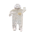 0-3M White Fleece Hello Sunshine Side Snapper Onesie - Jet