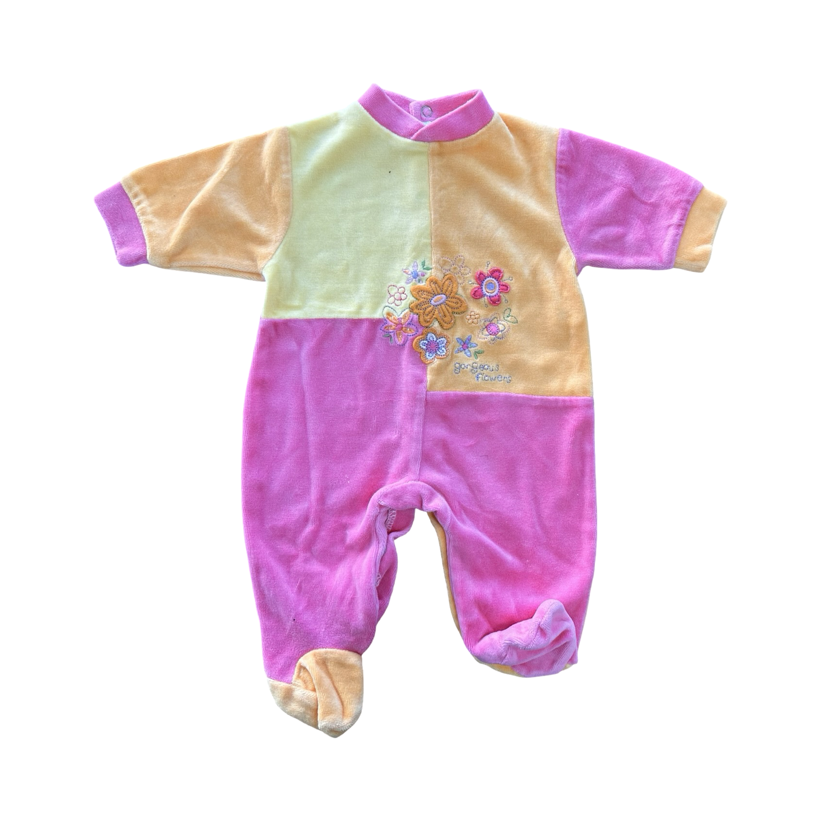 0-3M Pink, Yellow & Orange Floral Onesie - Mother's choice