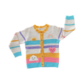 5-6Y Cream & Multicolour Knitted Sunshine and Rainbow Cardigan - Real Kids