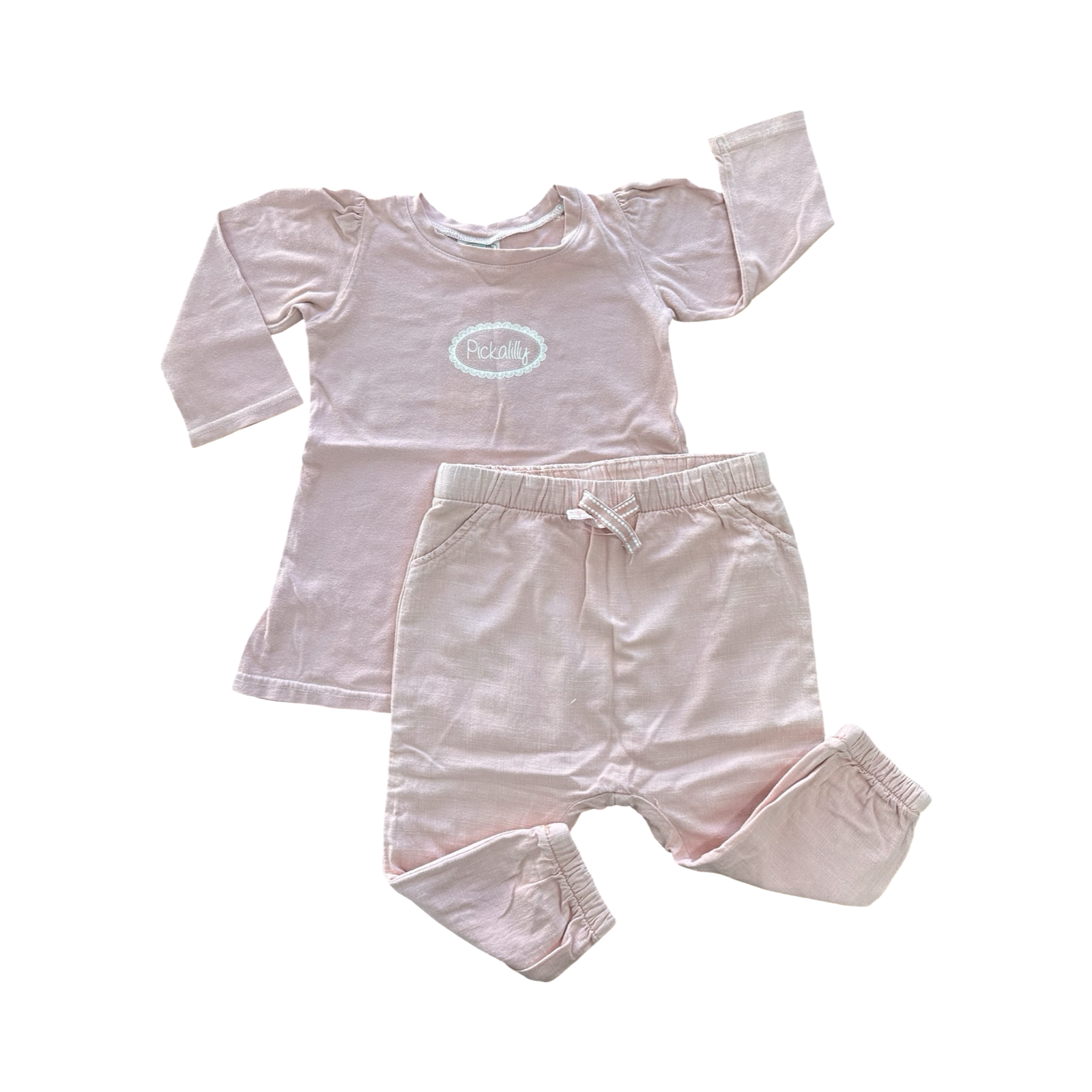 1-2Y 2pc Pink Long Sleeve & Trouser Outfit - Picka lilly / H &M
