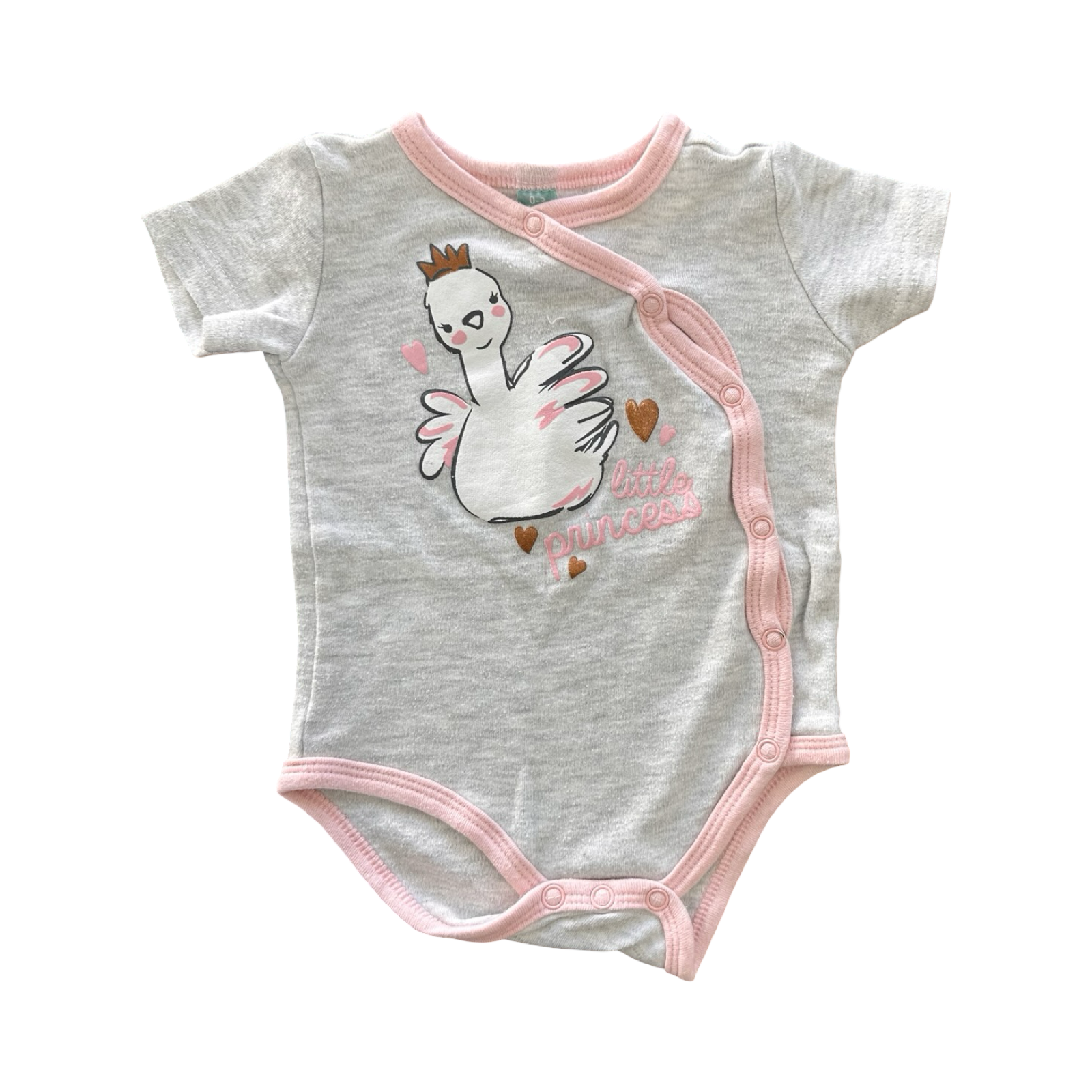 0-3M Grey & Pink Little Princess Short Bodysuit - Ackermans