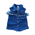 3-6M Navy Chambray Frill & Lace Detail Top - Ackermans
