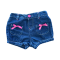 3-6M Denim Blommer Style Shorts with Pink Bow Detail - Cuddlesome