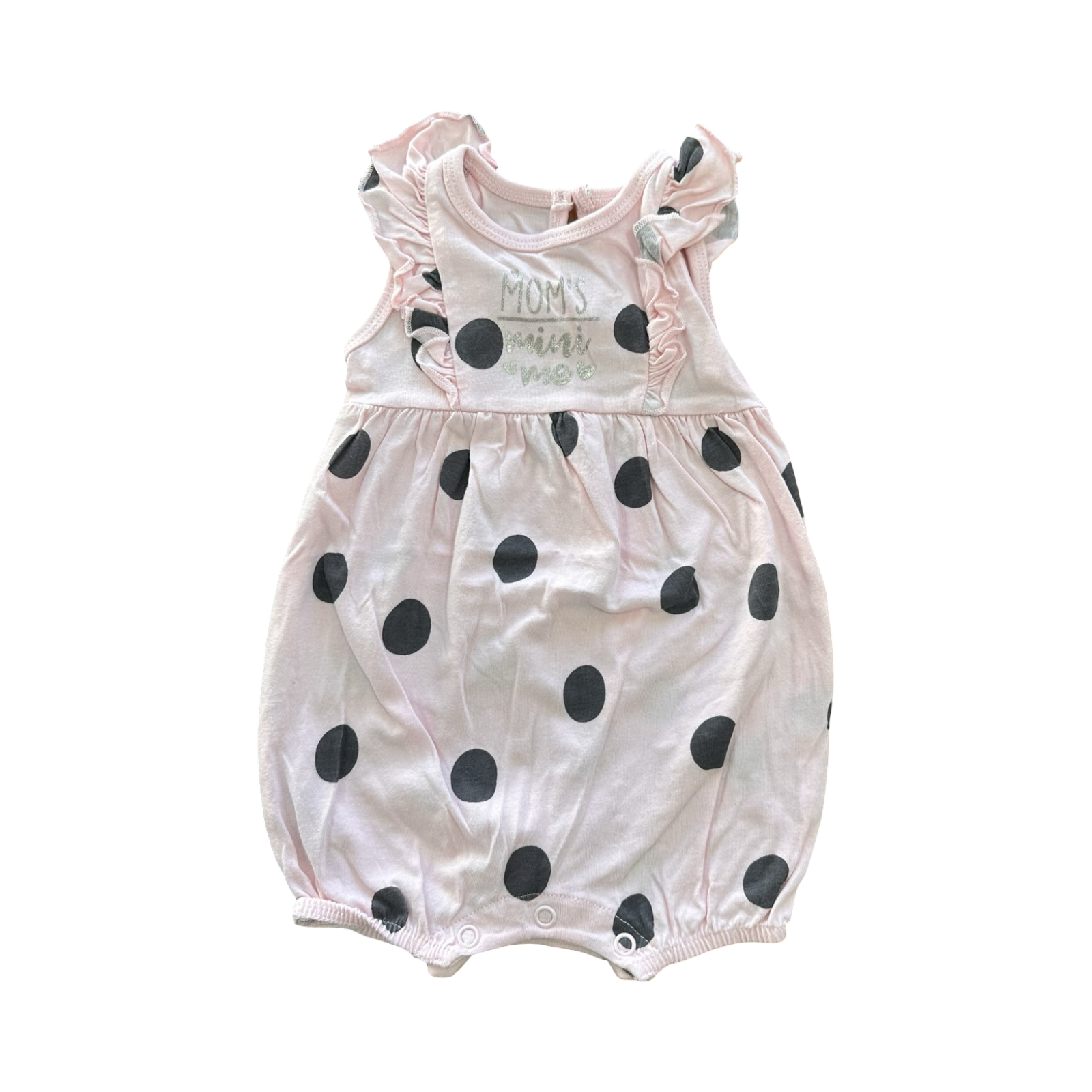 1-3M Pink & Black Polkadot "Mom's Mini Me" Romper - Woolworths
